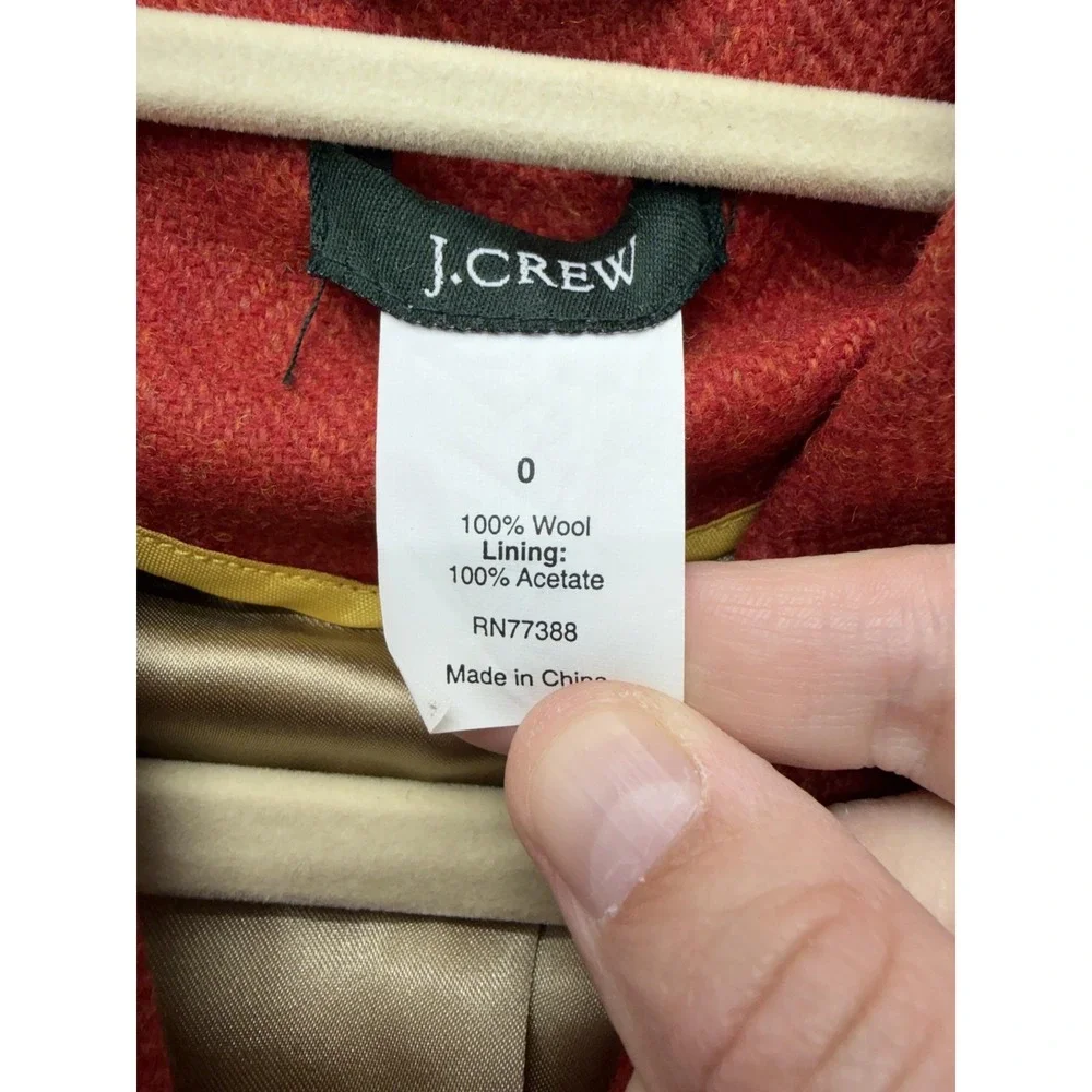J.Crew Blazer Womens 0 Red‎ Herringbone Wool Tweed One Button Lined Robert Noble